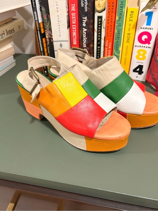 Charlotte Stone Shoes - Multicolor Women’s Platform Sandals — Green, Red, Yellow, Orange, White